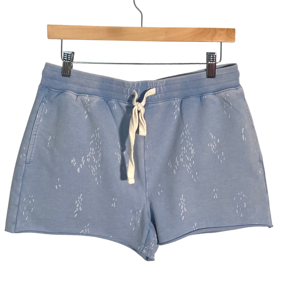 Thread Supply Light Blue White Splash Print Sweat‎ Shorts Women's Medium